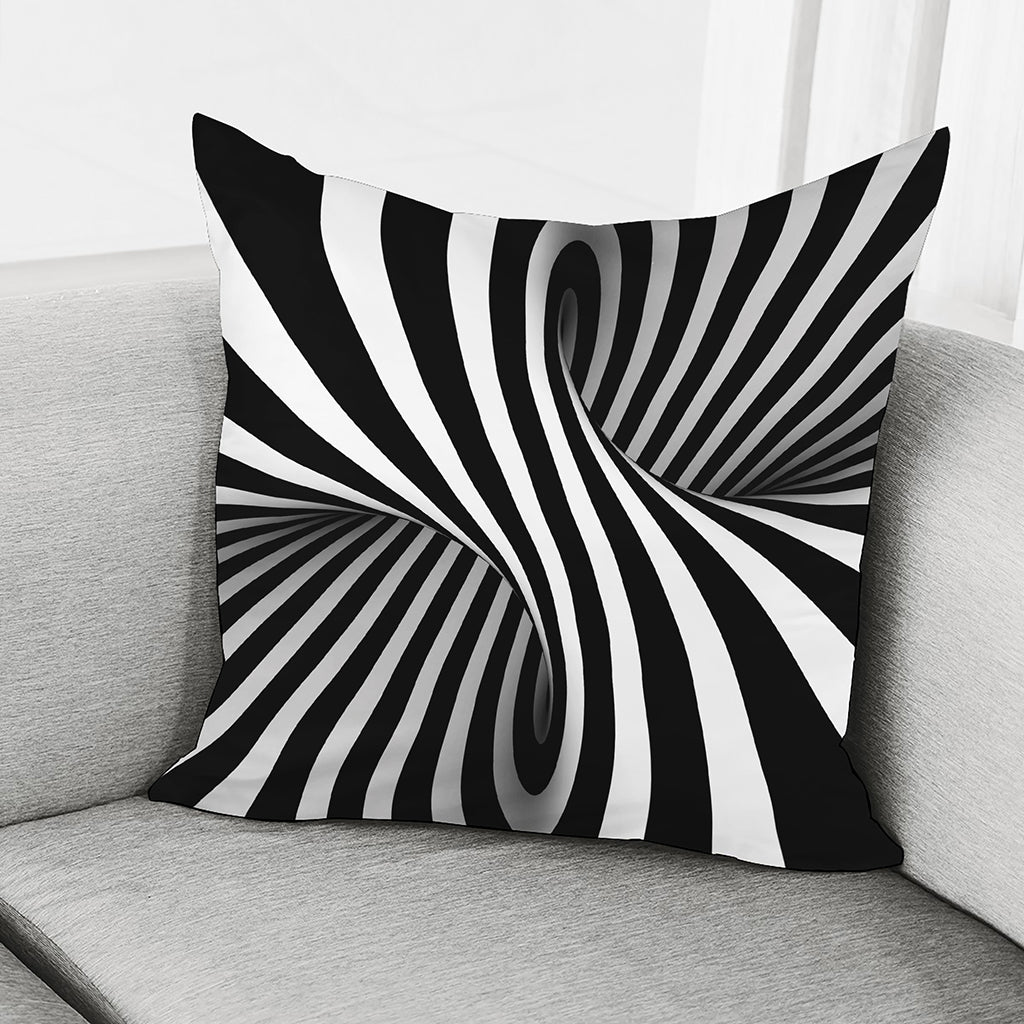 Black And White Spiral Twist Illusion Print Pillow Cover