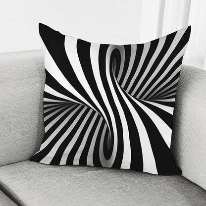 Black And White Spiral Twist Illusion Print Pillow Cover