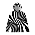 Black And White Twist Illusion Print Pullover Hoodie