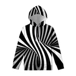 Black And White Spiral Twist Illusion Print Pullover Hoodie