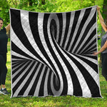 Black And White Spiral Twist Illusion Print Quilt