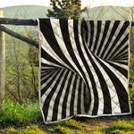 Black And White Spiral Twist Illusion Print Quilt