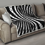 Black And White Spiral Twist Illusion Print Quilt