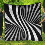Black And White Spiral Twist Illusion Print Quilt