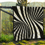 Black And White Spiral Twist Illusion Print Quilt