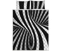 Black And White Spiral Twist Illusion Print Quilt Bed Set