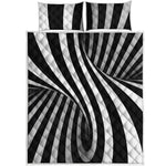 Black And White Spiral Twist Illusion Print Quilt Bed Set