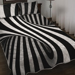 Black And White Spiral Twist Illusion Print Quilt Bed Set