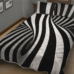 Black And White Spiral Twist Illusion Print Quilt Bed Set
