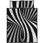 Black And White Spiral Twist Illusion Print Quilt Bed Set