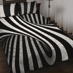 Black And White Spiral Twist Illusion Print Quilt Bed Set