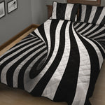 Black And White Spiral Twist Illusion Print Quilt Bed Set