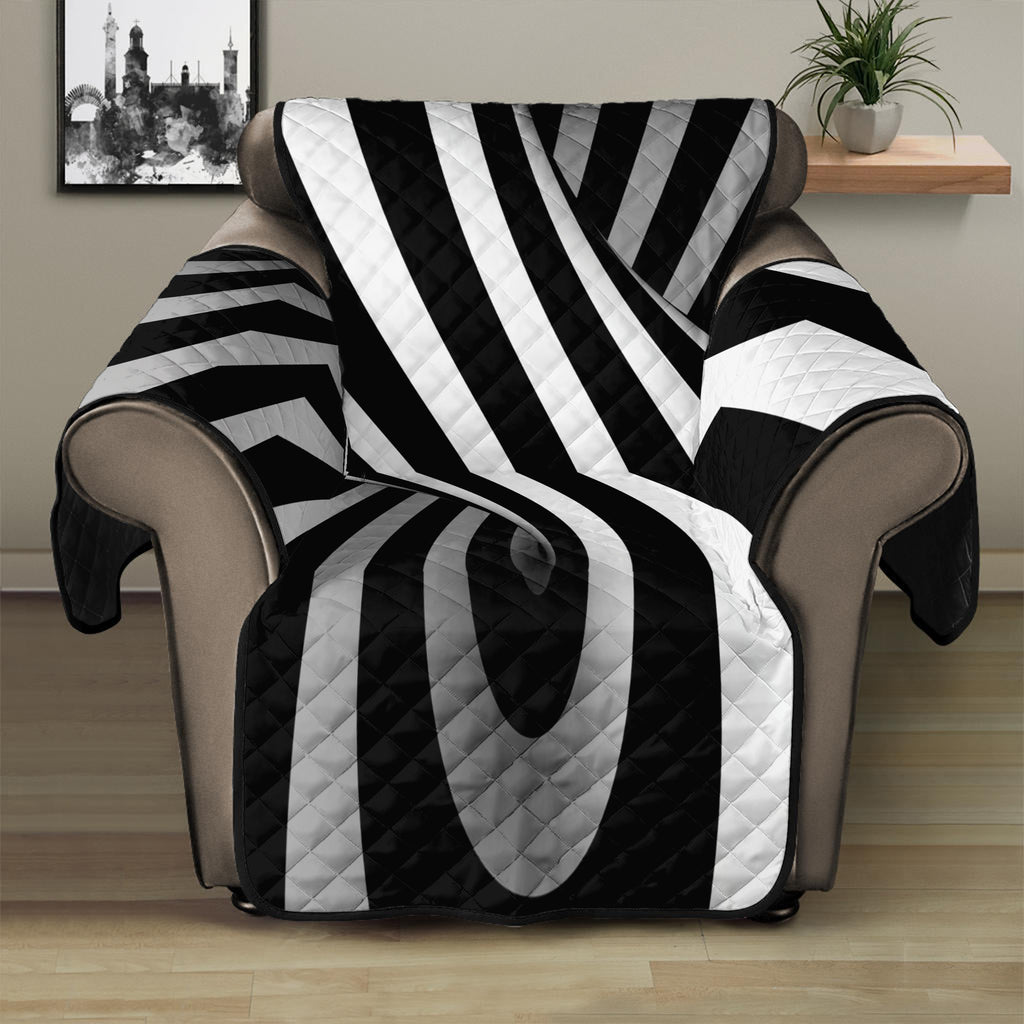 Black And White Spiral Twist Illusion Print Recliner Protector