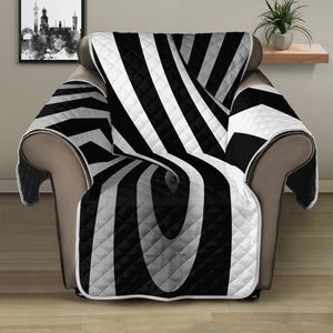 Black And White Spiral Twist Illusion Print Recliner Protector