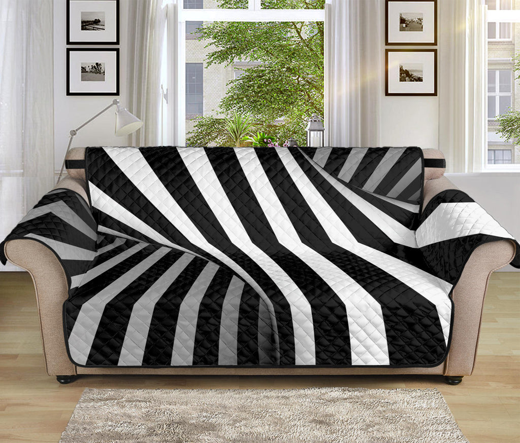 Black And White Spiral Twist Illusion Print Sofa Protector