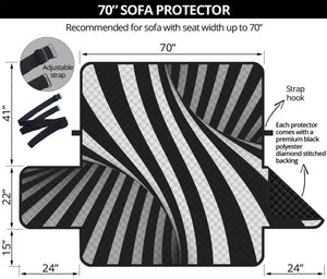 Black And White Spiral Twist Illusion Print Sofa Protector