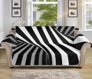 Black And White Spiral Twist Illusion Print Sofa Protector