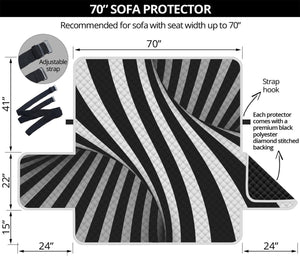 Black And White Spiral Twist Illusion Print Sofa Protector