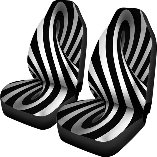 Black And White Spiral Twist Illusion Print Universal Fit Car Seat Covers