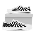 Black And White Spiral Twist Illusion Print White Low Top Shoes