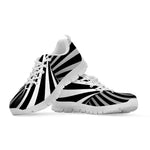 Black And White Spiral Twist Illusion Print White Sneakers