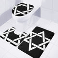 Black And White Star of David Print 3 Piece Bath Mat Set