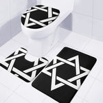 Black And White Star of David Print 3 Piece Bath Mat Set
