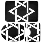Black And White Star of David Print 3 Piece Bath Mat Set