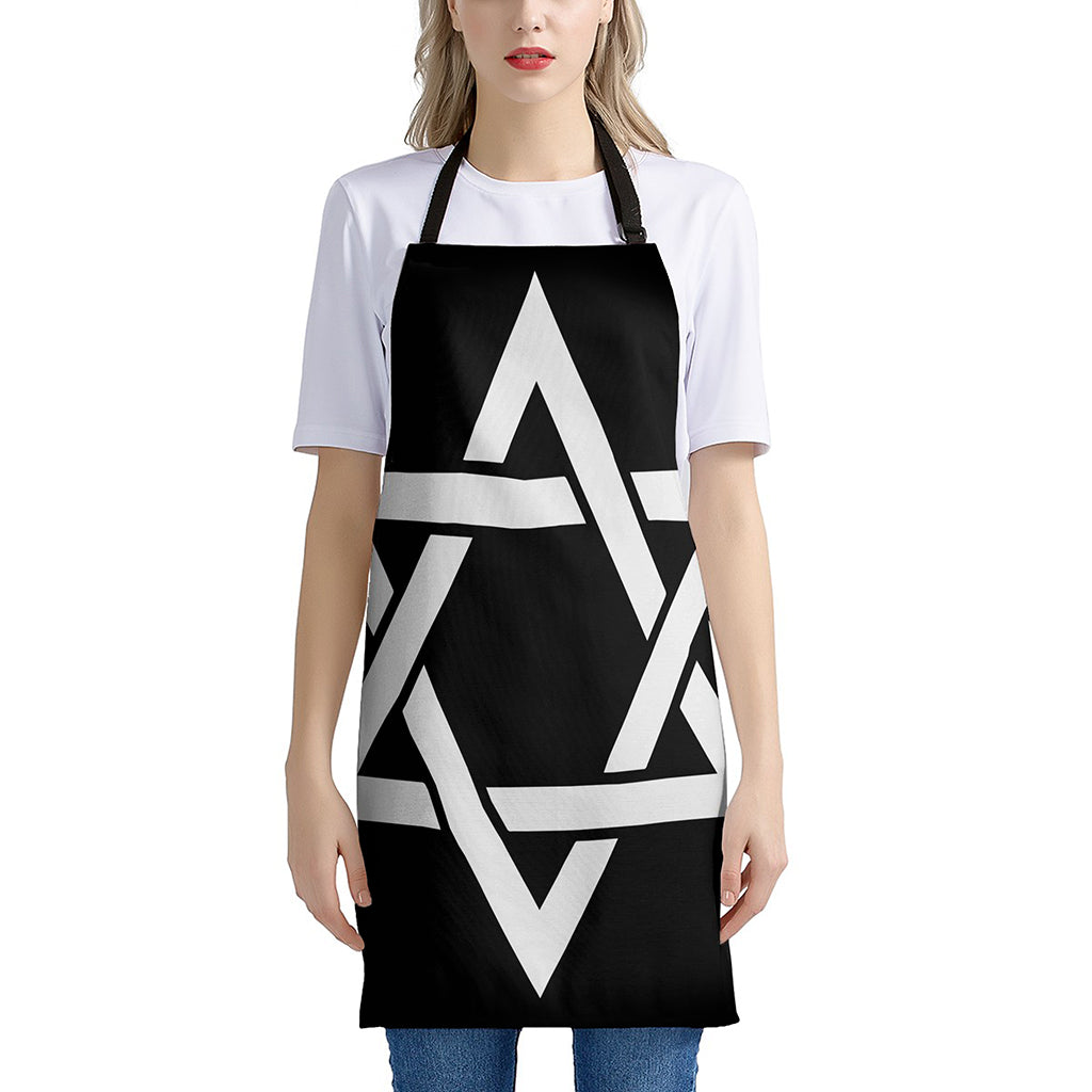 Black And White Star of David Print Apron