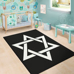 Black And White Star of David Print Area Rug