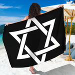 Black And White Star of David Print Beach Sarong Wrap