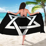 Black And White Star of David Print Beach Sarong Wrap