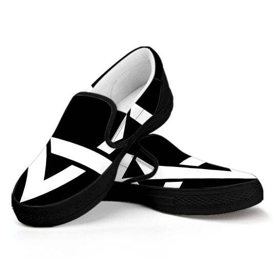Black And White Star of David Print Black Slip On Shoes