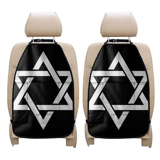 Black And White Star of David Print Car Seat Organizers