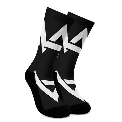 Black And White Star of David Print Crew Socks