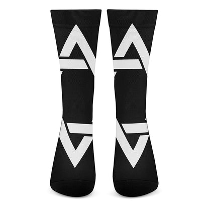 Black And White Star of David Print Crew Socks