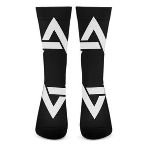 Black And White Star of David Print Crew Socks