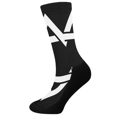 Black And White Star of David Print Crew Socks