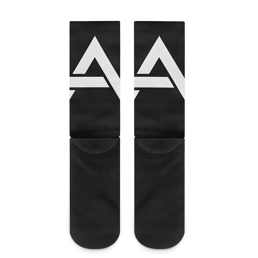 Black And White Star of David Print Crew Socks
