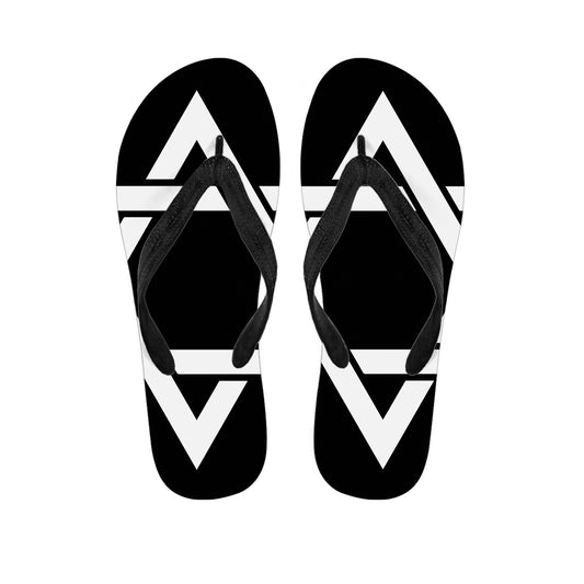 Black And White Star of David Print Flip Flops