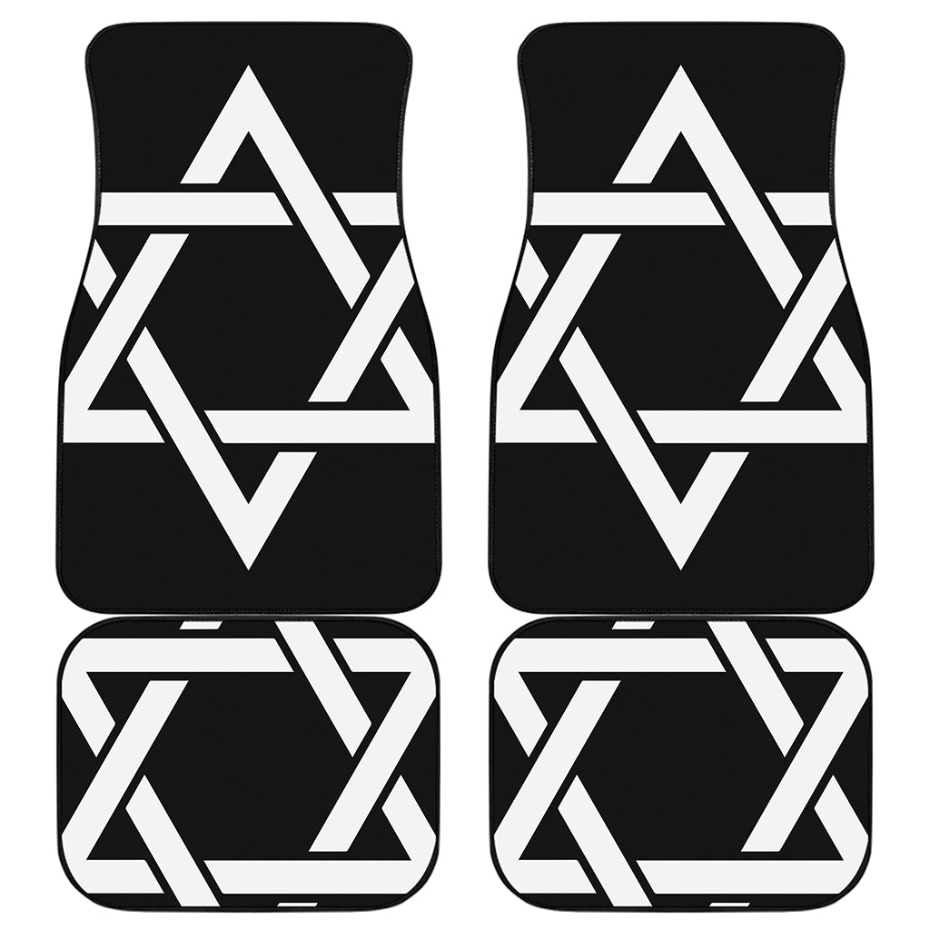 Black And White Star of David Print Front and Back Car Floor Mats