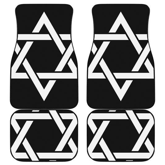 Black And White Star of David Print Front and Back Car Floor Mats