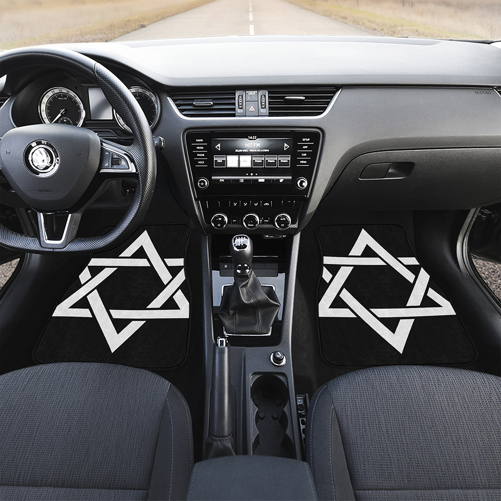 Black And White Star of David Print Front and Back Car Floor Mats