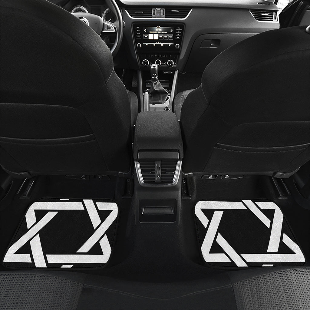 Black And White Star of David Print Front and Back Car Floor Mats