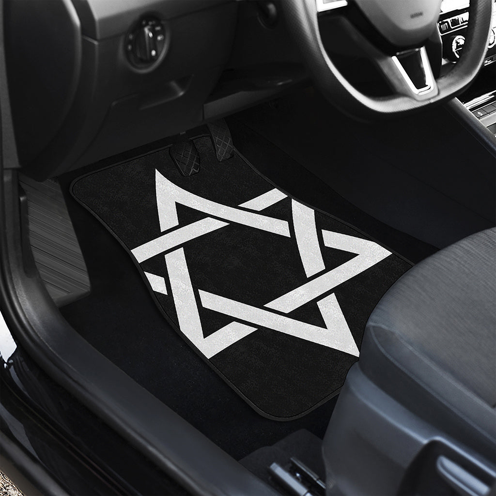 Black And White Star of David Print Front and Back Car Floor Mats