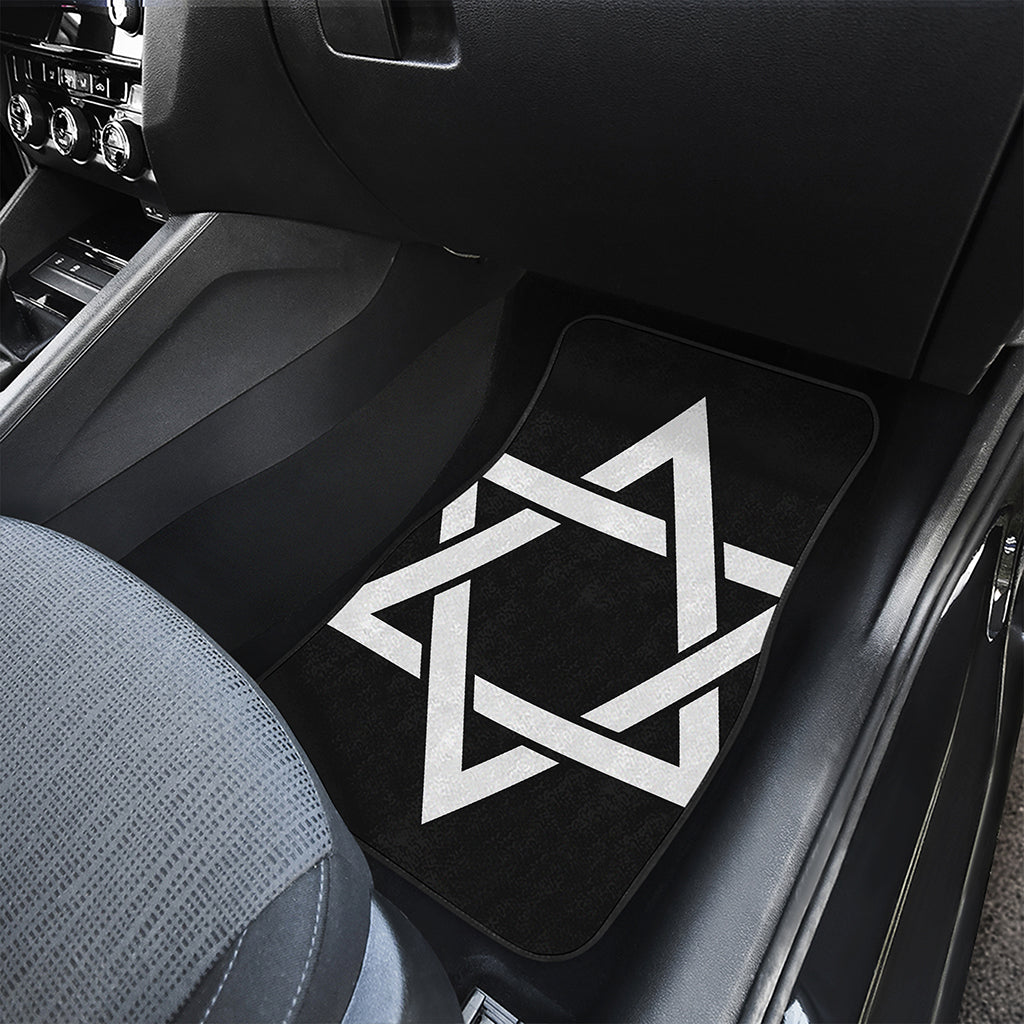 Black And White Star of David Print Front and Back Car Floor Mats