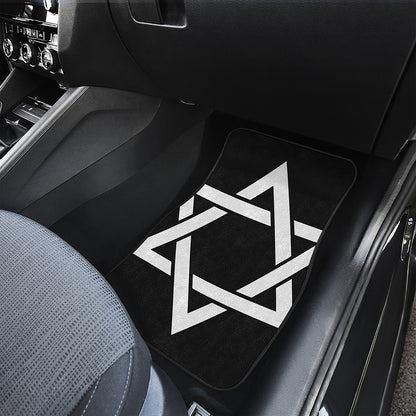 Black And White Star of David Print Front and Back Car Floor Mats
