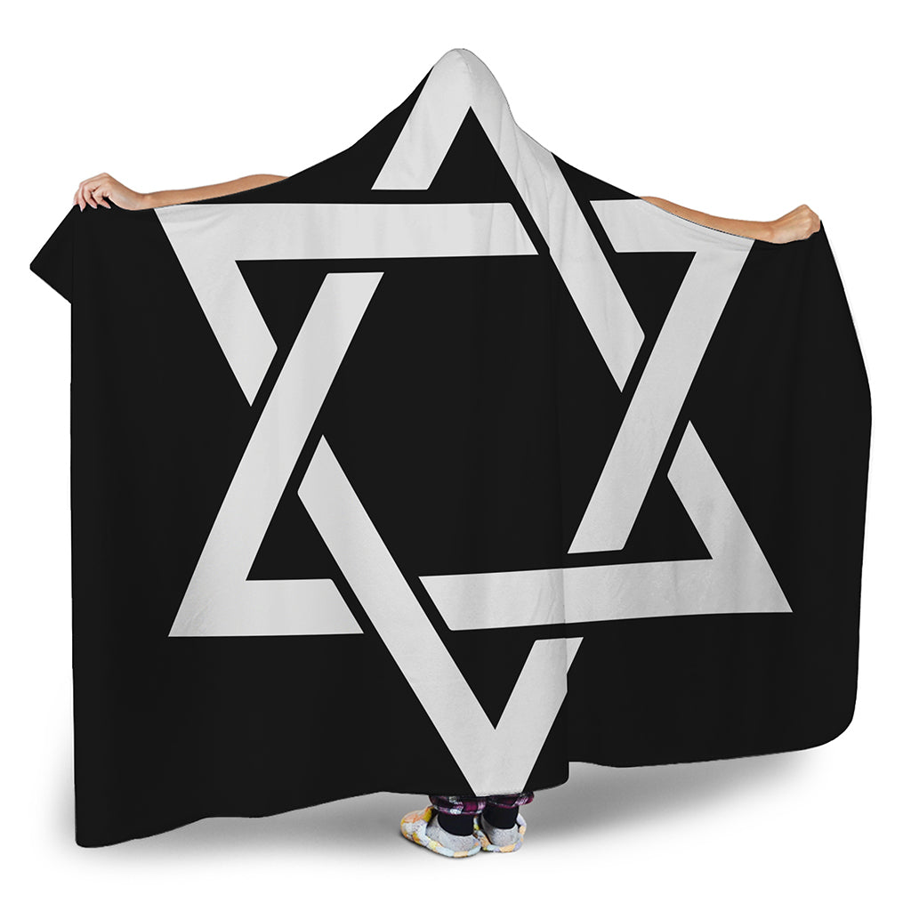 Black And White Star of David Print Hooded Blanket