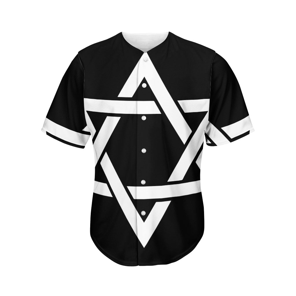 Black And White Star of David Print Men's Baseball Jersey