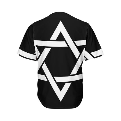 Black And White Star of David Print Men's Baseball Jersey